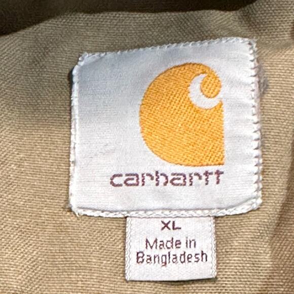 Carhartt Thinsulate Mens XL Heavyweight Duck Cloth Coat Chest Logo in Khaki - Picture 3 of 12